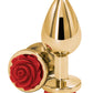 Rear Assets Rose Aluminum Anal Plug - Gold/Metal/Red - Medium