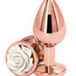 Rear Assets Rose Aluminum Anal Plug - Rose Gold/White - Medium