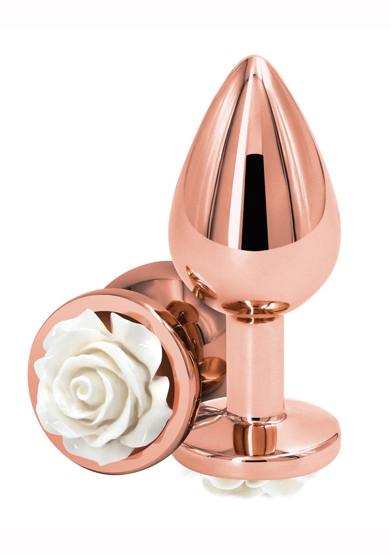 Rear Assets Rose Aluminum Anal Plug - Rose Gold/White - Medium