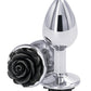 Rear Assets Rose Aluminum Anal Plug - Black/Metal/Silver - Small