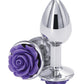 Rear Assets Rose Aluminum Anal Plug - Metal/Purple/Silver - Small