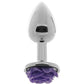 Rear Assets Rose Aluminum Anal Plug - Metal/Purple/Silver - Small