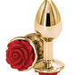 Rear Assets Rose Aluminum Anal Plug - Gold/Metal/Red - Small