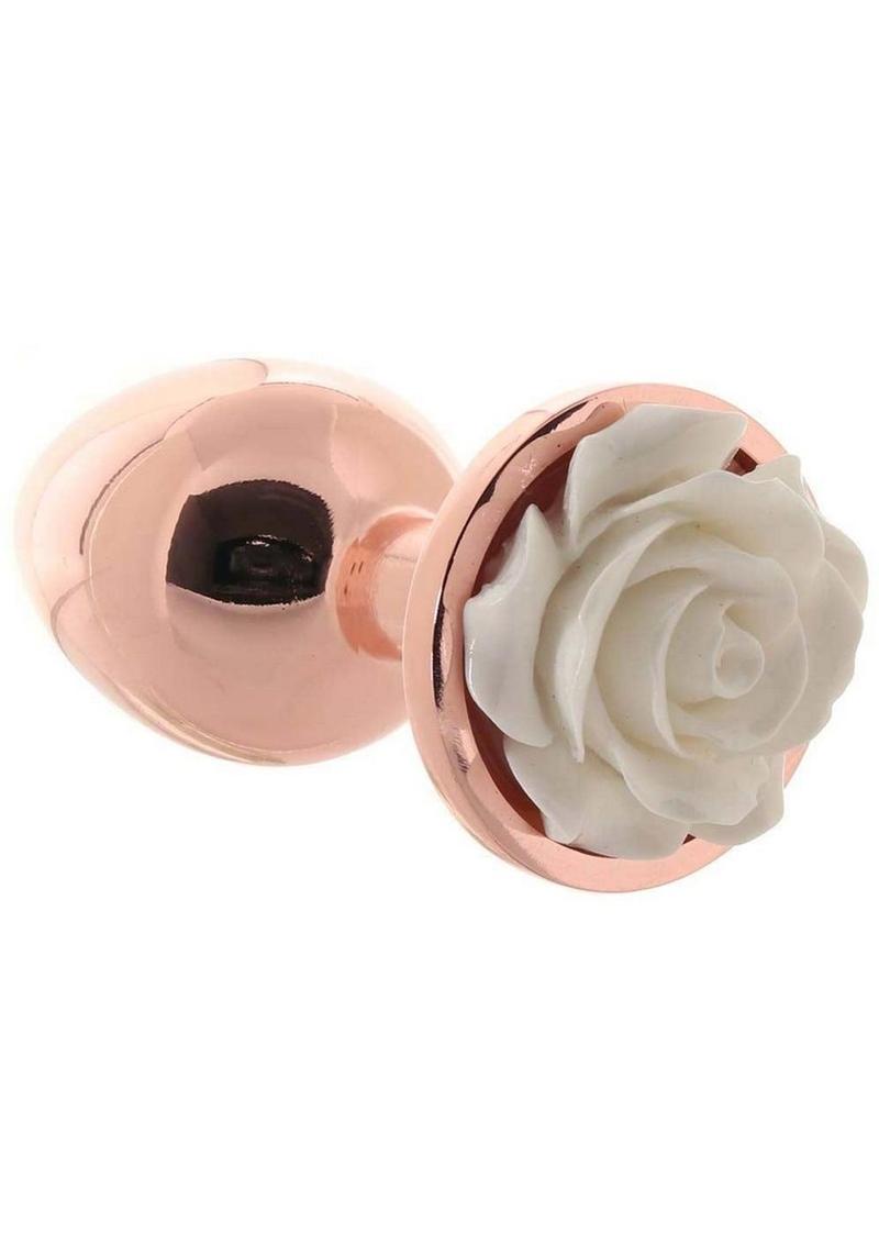 Rear Assets Rose Aluminum Anal Plug - Metal/Rose Gold/White - Small