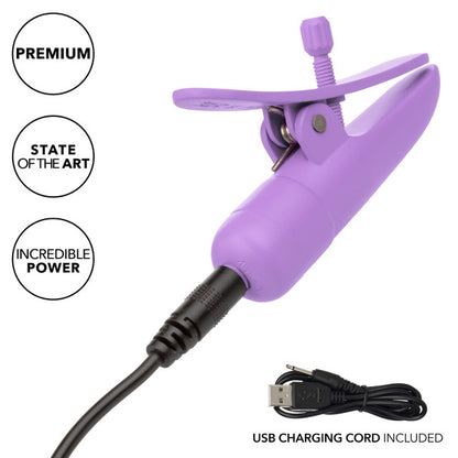 Nipplettes Rechargeable Nipple Clamps in pink or purple, with adjustable tension, 10 vibration functions, and waterproof, USB-rechargeable design.

pink nipple clamps, purple nipple clamps, adjustable nipple clamps, vibrating clamps, waterproof nipple clamps, USB rechargeable clamps, 10-function clamps, wearable nipple toys, sensory play accessories, stylish nipple clamps.