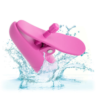 Nipplettes Rechargeable Nipple Clamps in pink or purple, with adjustable tension, 10 vibration functions, and waterproof, USB-rechargeable design.

pink nipple clamps, purple nipple clamps, adjustable nipple clamps, vibrating clamps, waterproof nipple clamps, USB rechargeable clamps, 10-function clamps, wearable nipple toys, sensory play accessories, stylish nipple clamps.