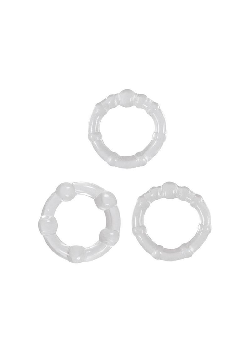 Renegade Super Stretchable Intensity Cock Rings - Clear - Set Of 3

three-piece cock ring set, stretchy TPE cock rings, body-safe rings, prolonged pleasure rings, performance enhancement rings, clear cock rings, affordable cock ring set, silicone-safe cock rings, Intensity Rings, super stretchy cock rings, small medium large rings, easy-to-clean rings.