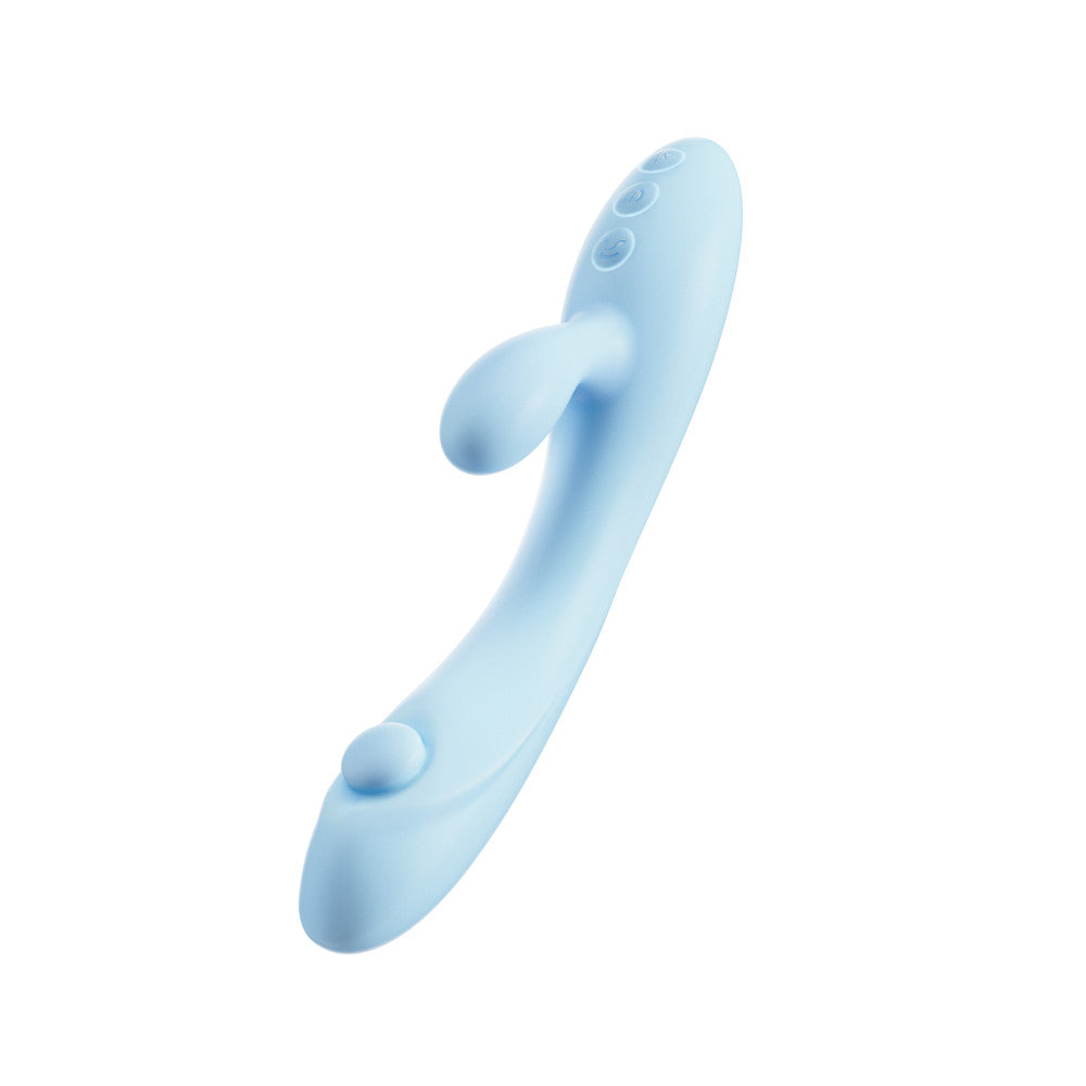 Moondust Magic - 8 Inch G Spot Clitoral Rabbit Vibrator - 10 Dual Vibration Modes - Soft Silicone - Blue | Play With Me By Blush®