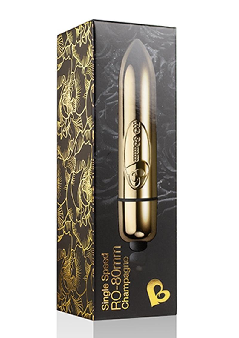 RO 80 Mm Single Speed Bullet Vibrator - Champagne Gold/Silver

Chrome single-speed waterproof bullet vibrator for targeted stimulation; compact and award-winning.
single-speed bullet vibrator, waterproof micro vibe, chrome bullet vibrator, award-winning vibrator, pocket-sized vibrator, Rocks Off bullet vibrator, powerful discreet vibrator, travel-friendly bullet, N battery vibrator, phthalate-free vibrator, body-safe bullet vibe, best-selling bullet vibe