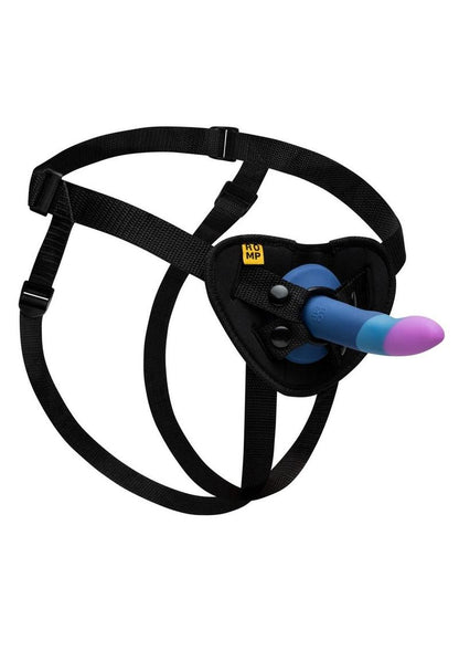 ROMP Piccolo Pegging Kit with curved silicone dildo, suction-cup base, and adjustable harness for versatile g-spot, p-spot, and pegging play.
Keywords: Pegging Kit, silicone dildo, adjustable harness, pegging, g-spot stimulation, p-spot stimulation, strap-on play, suction cup base, ROMP Riot compatible, body-safe silicone. 