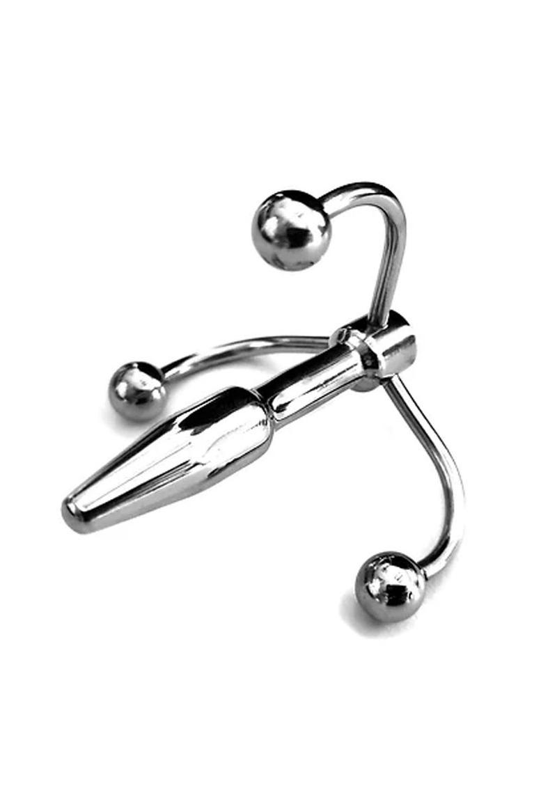 stainless steel penis plug, Crown Penis Plug, urethral plug with triple hooks, spinning glans stimulation plug, sensory play penis plug, luxury urethral toy, Rouge Group Ltd penis plug, stainless steel urethral toy, hot and cold sensory plug, hygienic penis plug, waterproof urethral plug, premium BDSM urethral toy, durable urethral plug, penis plug for glans stimulation, lightweight stainless steel plug, advanced urethral stimulation toy