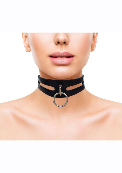 Leather Fashion Bondage Collar with O-Ring | Rogue