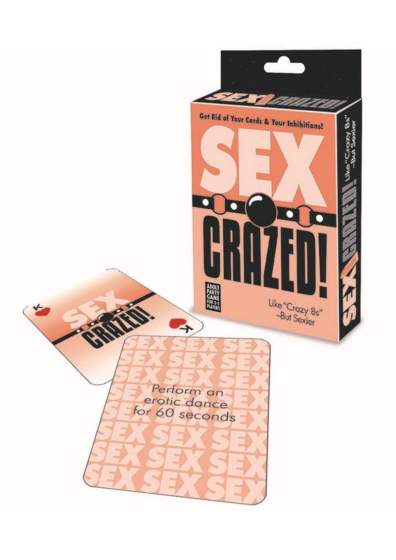 Sexy Crazy 8’s foreplay card game for 2-5 players with wild cards and playful activities.
Sex Crazed card game, foreplay card game, sexy Crazy 8’s, adult party games, Valentine’s Day games, couples card games, X-rated card games, spicy foreplay games, adults-only party games, Little Genie Products card game, fun sexy card game.