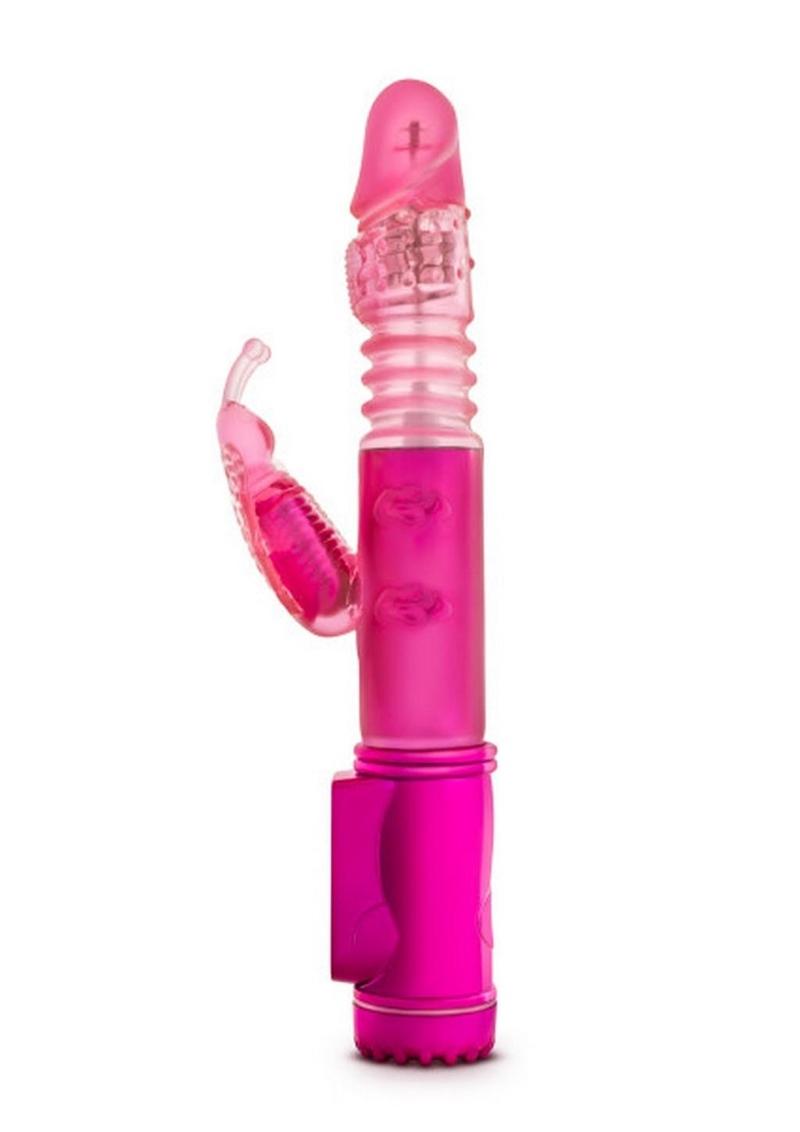 Sexy Things Butterfly Thruster Mini Rabbit Vibrator - Fuchsia/Pink
9.75-inch rabbit vibrator with clit stimulator, thrusting shaft, and rotating beads; body-safe TPE.
Butterfly Thruster Mini, 9.75-inch rabbit vibrator, clit stimulator with thrusting shaft, rotating pleasure beads vibrator, phthalate-free rabbit vibrator, TPE vibrator, pink and purple rabbit vibrator, hybrid lube-safe vibrator, AAA battery-powered vibrator, Blush® sex toys, mild vibration rabbit vibrator.