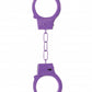 Beginner's Metal Handcuffs by Shots Toys in purple, pink, red, or silver with quick-release button and secure locking mechanism.
Beginner's Metal Handcuffs, colorful handcuffs, purple handcuffs, pink handcuffs, red handcuffs, silver handcuffs, quick-release handcuffs, bondage handcuffs, beginner bondage gear, metal handcuffs, playful restraint cuffs.