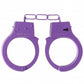 Beginner's Metal Handcuffs by Shots Toys in purple, pink, red, or silver with quick-release button and secure locking mechanism.
Beginner's Metal Handcuffs, colorful handcuffs, purple handcuffs, pink handcuffs, red handcuffs, silver handcuffs, quick-release handcuffs, bondage handcuffs, beginner bondage gear, metal handcuffs, playful restraint cuffs.