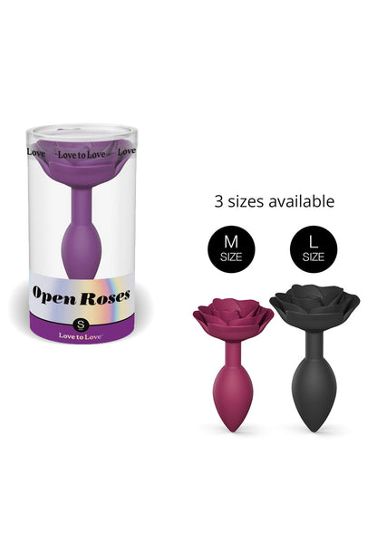 OPEN ROSES butt plug with smooth silicone, flower-shaped handle, ergonomic design, and waterproof features, available in small, medium, and large.

OPEN ROSES butt plug, silicone anal plug, beginner anal toy, flower handle anal plug, waterproof anal plug, progressive insertion butt plug, flexible silicone plug, romantic anal toy, anal plug for women, soft silicone butt plug