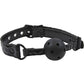 Sinful Ball Gag - Black Midnight Black Adjustable Ball Gag with ventilated ABS plastic ball, soft neoprene lining, and nickel-free anodized hardware for stylish bondage play.