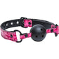 Sinful Ball Gag - Pink Midnight Black Adjustable Ball Gag with ventilated ABS plastic ball, soft neoprene lining, and nickel-free anodized hardware for stylish bondage play.