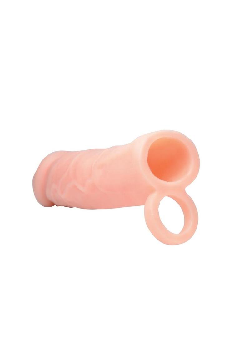 Size Matters Penis Extender Sleeve Silicone - Flesh/Vanilla - 2in  Vanilla silicone penis extender with 2-inch extension, lifelike veins, and scrotum ring for enhanced length, girth, and secure stimulation.

silicone penis extension, Size Matters penis extender, 2-inch penis sleeve, realistic penis extension, lifelike veins extension, girth and length enhancer, scrotum ring extender, vanilla penis enhancer, phthalate-free silicone sleeve, waterproof penis extender