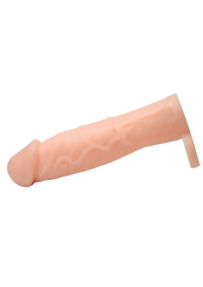 Size Matters Penis Extender Sleeve Silicone - Flesh/Vanilla - 2in  Vanilla silicone penis extender with 2-inch extension, lifelike veins, and scrotum ring for enhanced length, girth, and secure stimulation.

silicone penis extension, Size Matters penis extender, 2-inch penis sleeve, realistic penis extension, lifelike veins extension, girth and length enhancer, scrotum ring extender, vanilla penis enhancer, phthalate-free silicone sleeve, waterproof penis extender