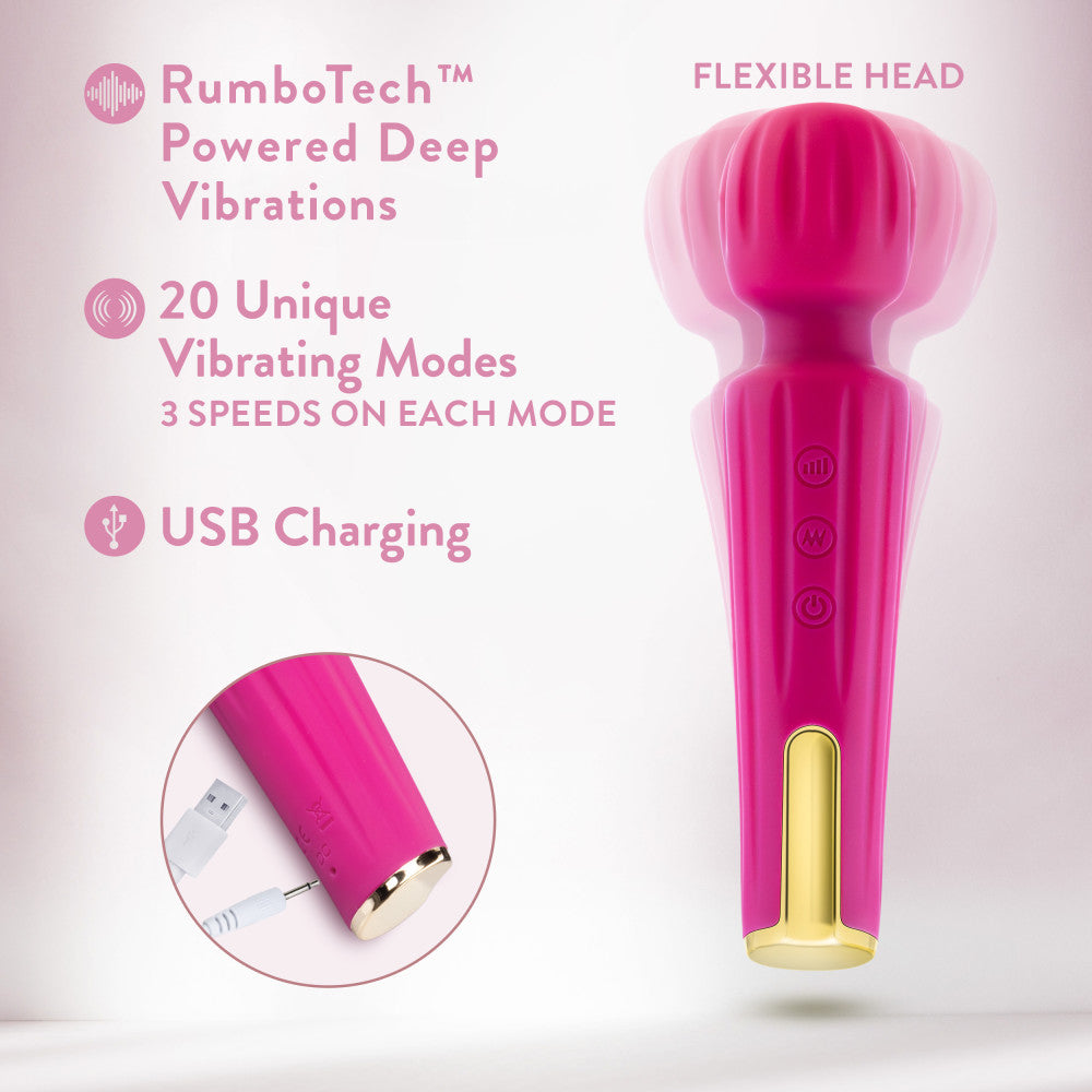 Allana Velvet 20 Function Vibrating Massage Wand With RumboTech™ | Blush