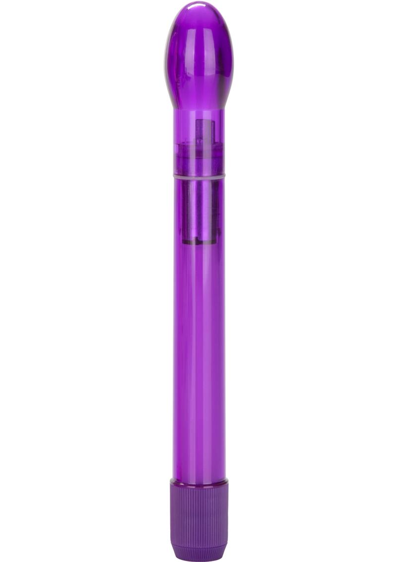 Slender Tulip Wand Vibrator - Purple CalExotics Slender Tulip Wand™, slim 6.75-inch waterproof vibrator, tulip-shaped tip, multi-speed vibrations, body-safe ABS, available in Pink, Blue, or Purple.

slim waterproof vibrator, tulip-shaped vibrator, clitoral and internal stimulation, multi-speed wand, body-safe ABS vibrator, discreet travel vibrator, portable sex toy, waterproof slim vibe.