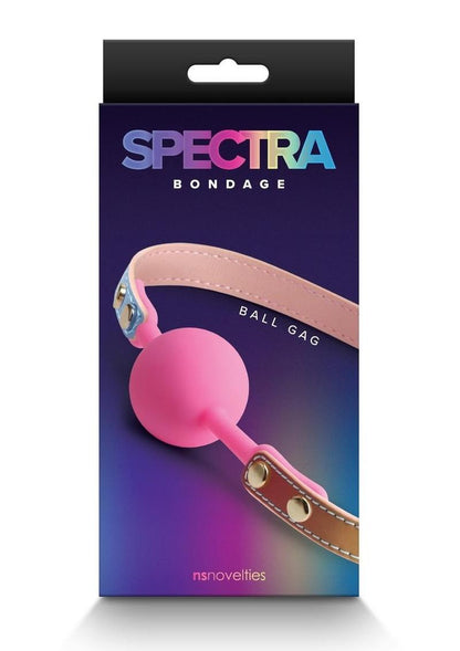 Spectra Bondage Ballgag - Multicolor/Rainbow Rainbow bondage ball gag with adjustable strap and soft silicone ball for BDSM play. Keywords: Spectra Bondage Ball Gag Rainbow, rainbow BDSM ball gag, colorful bondage gear, adjustable ball gag, NS Novelties ball gag, silicone gag for beginners, stylish BDSM restraints, vibrant bondage accessories, kink ball gag, BDSM gag with rainbow strap.