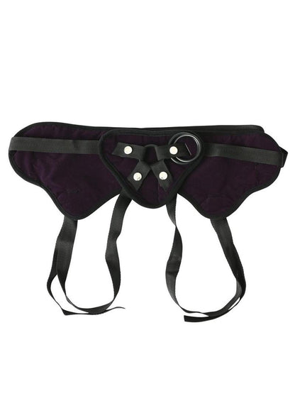 Sportsheets Plus Size Beginner's Purple Strap-On Harness with plush fabric, adjustable straps, and interchangeable O-rings for plus-size comfort and pleasure.

Plus Size Purple Strap-On, adjustable strap-on for 72-inch hips, flared-base dildo harness, beginner-friendly strap-on, 4-way adjustable harness, machine washable strap-on, luxurious plus-size strap-on, Sportsheets Curvy Collection strap-on, US sizes 12–30 strap-on harness, purple strap-on for beginners