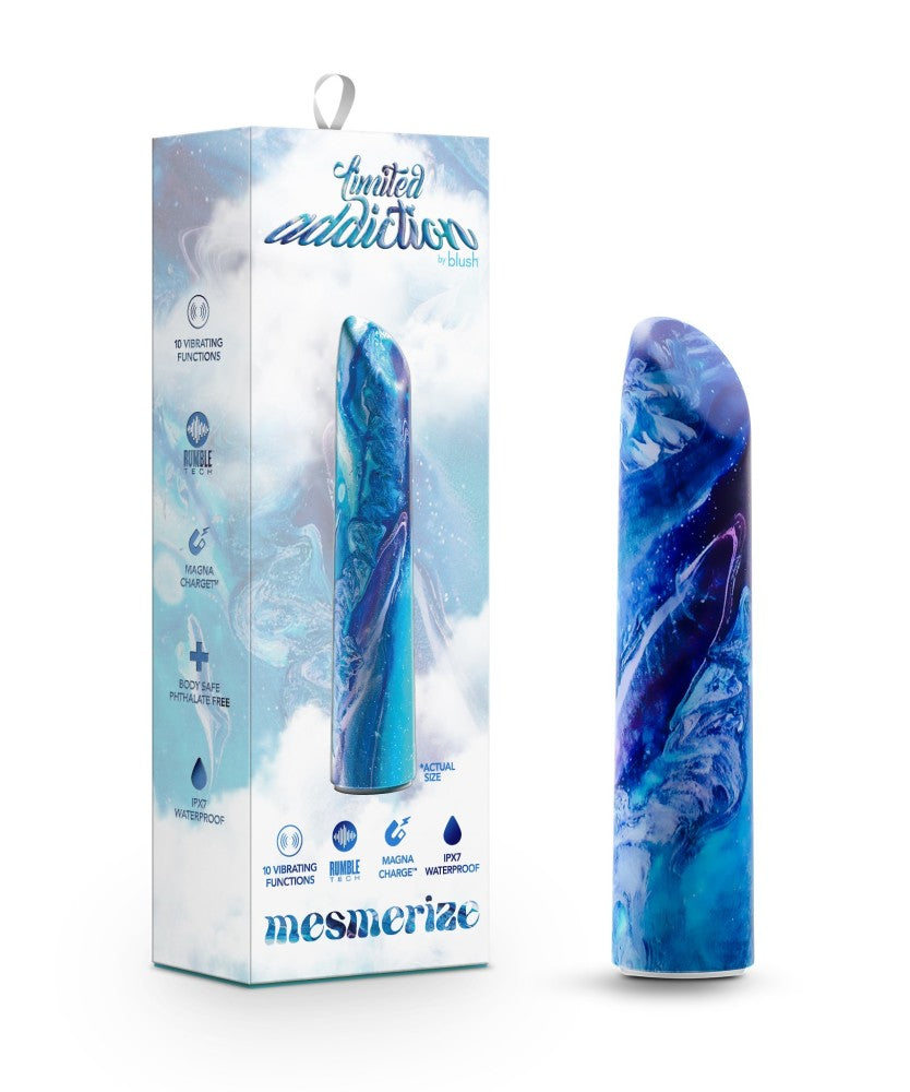 Limited Addiction Psyche Power Vibe, a colorful vibrator with 10 deep vibration modes, waterproof design, and magnetic USB charging, available in five vibrant shades.

Bullet, RumbleTech motor vibrator, waterproof vibrator, rechargeable satin-finish vibrator, multicolor pleasure vibe, 10 vibration modes, 5 speeds and patterns vibrator, phthalate-free vibrator, compact luxury vibe.