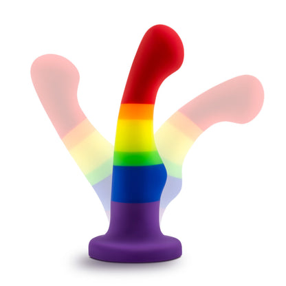 Rainbow-colored silicone dildo with a curved design, suction cup base, and smooth finish, ideal for G-spot stimulation and harness play.
Keywords: rainbow pride dildo, Avant P1 dildo, G-spot dildo, suction cup dildo, harness-compatible dildo, body-safe silicone dildo, Purio silicone, pride-themed sex toy, colorful silicone dildo, artisan-crafted dildo.