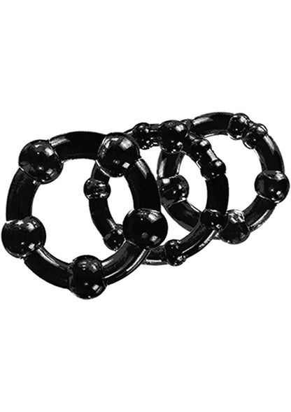 Stay Hard Beaded Cock Rings (3 Sizes - Black Stay Hard Beaded Cock Ring Set with 3 stretchy rings for bigger, harder erections and delayed ejaculation.
Keywords: Stay Hard Beaded Cock Rings, stretchy cock rings, erection enhancer, stamina rings, body-safe TPE rings, phthalate-free cock rings, versatile cock ring set, Blush rings, bigger harder erections, reusable cock rings.