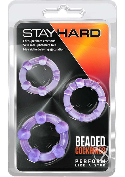 Stay Hard Beaded Cock Ring Set with 3 stretchy rings for bigger, harder erections and delayed ejaculation.
Keywords: Stay Hard Beaded Cock Rings, stretchy cock rings, erection enhancer, stamina rings, body-safe TPE rings, phthalate-free cock rings, versatile cock ring set, Blush rings, bigger harder erections, reusable cock rings.