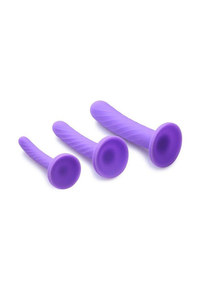 Strap U Tri-Play 3 Piece Silicone Dildo - Purple - Set