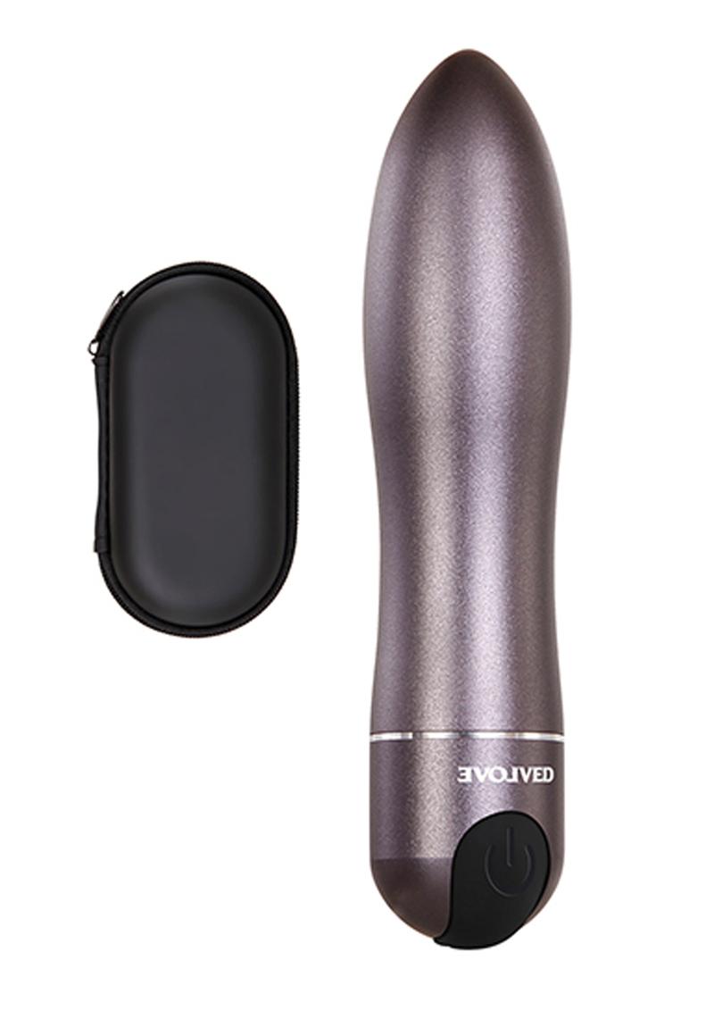 Travel Gasm Rechargeable Bullet - Grey/Gun Metal/Metal Evolved Travel-Gasm Bullet Vibrator with 10 speeds, waterproof design, and sleek gunmetal finish.

Keywords: Travel-Gasm Bullet Vibrator, Evolved bullet vibrator, gunmetal bullet vibe, portable vibrator, rechargeable bullet vibrator, waterproof vibrating bullet, discreet vibrator with case, aluminum bullet vibrator, travel-friendly sex toy, 10-speed bullet vibrator.