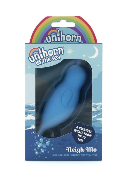 Unihorn Of The Sea Neigh Mo The Narwhal Rechargeable Silicone Vibrator - Blue 
Narwhal-shaped silicone vibrator with dual motors and 20 settings.

narwhal vibrator, Unihorn of the Sea, body-safe silicone, dual motors, USB rechargeable vibrator, splashproof vibrator, fun adult toys, whimsical vibrator, tongue motion vibrator, aquatic theme vibrator