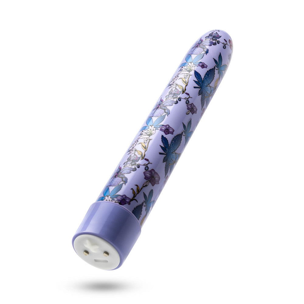 A set of three vibrators featuring psychedelic teal, mushroom-themed blue, and floral cannabis purple designs with customizable vibrations and waterproof functionality.

Keywords: psychedelic vibrator, slimline G-spot vibrator, RumbleTech vibrator, mushroom design vibrator, cannabis-inspired vibrator, waterproof sex toy, USB rechargeable vibrator, colorful vibrator, body-safe sex toy, stylish vibrators.