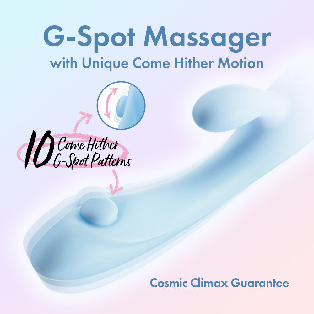 Moondust Magic - 8 Inch G Spot Clitoral Rabbit Vibrator - 10 Dual Vibration Modes - Soft Silicone - Blue | Play With Me By Blush®