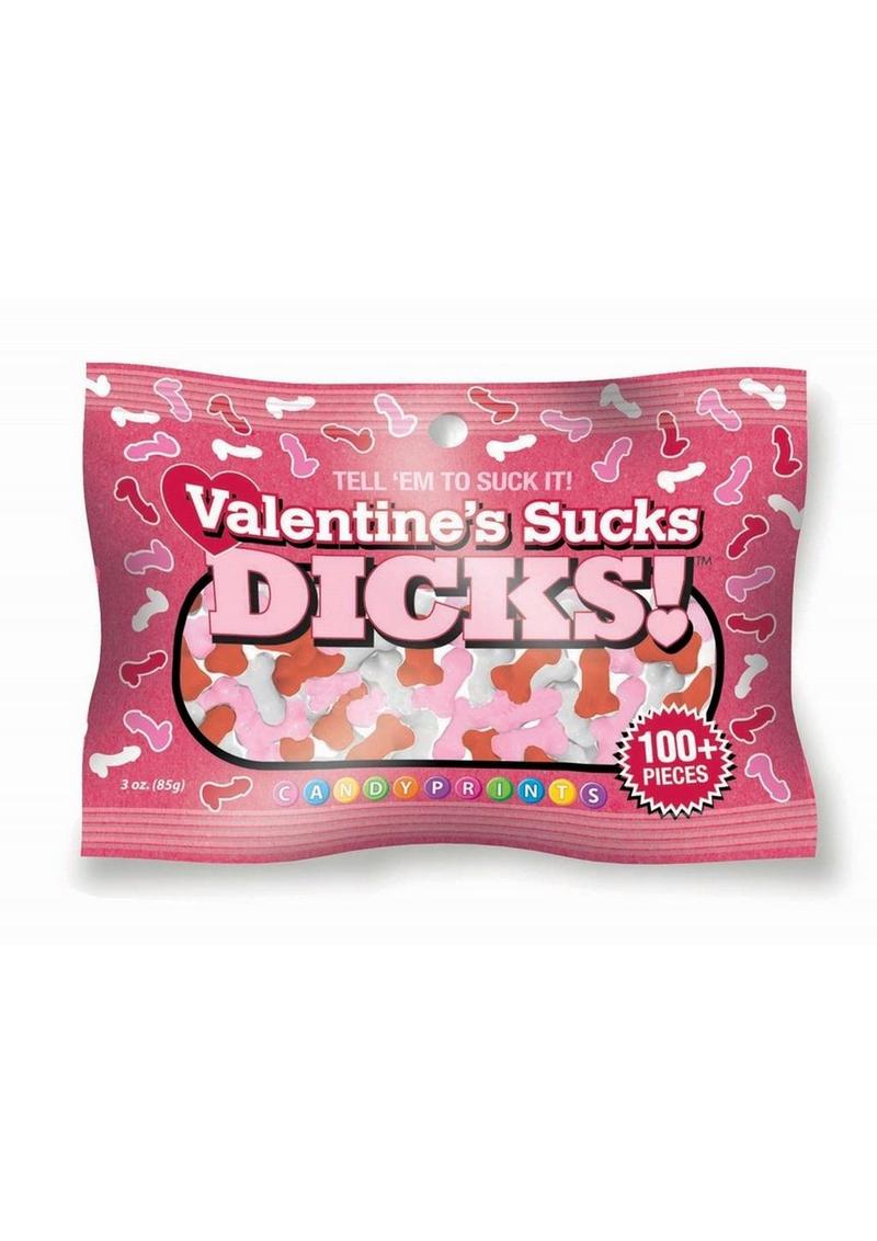 3oz bag of Valentine’s Sucks DICKS! candy with 100+ funny, cheeky pieces, perfect for anti-Valentine’s Day fun.

Valentine’s Sucks DICKS candy, anti-Valentine’s Day candy, gag gift candy, funny Valentine’s candy, cheeky candy treats, sarcastic Valentine’s candy, 3oz candy bag, candyprints Valentine’s.