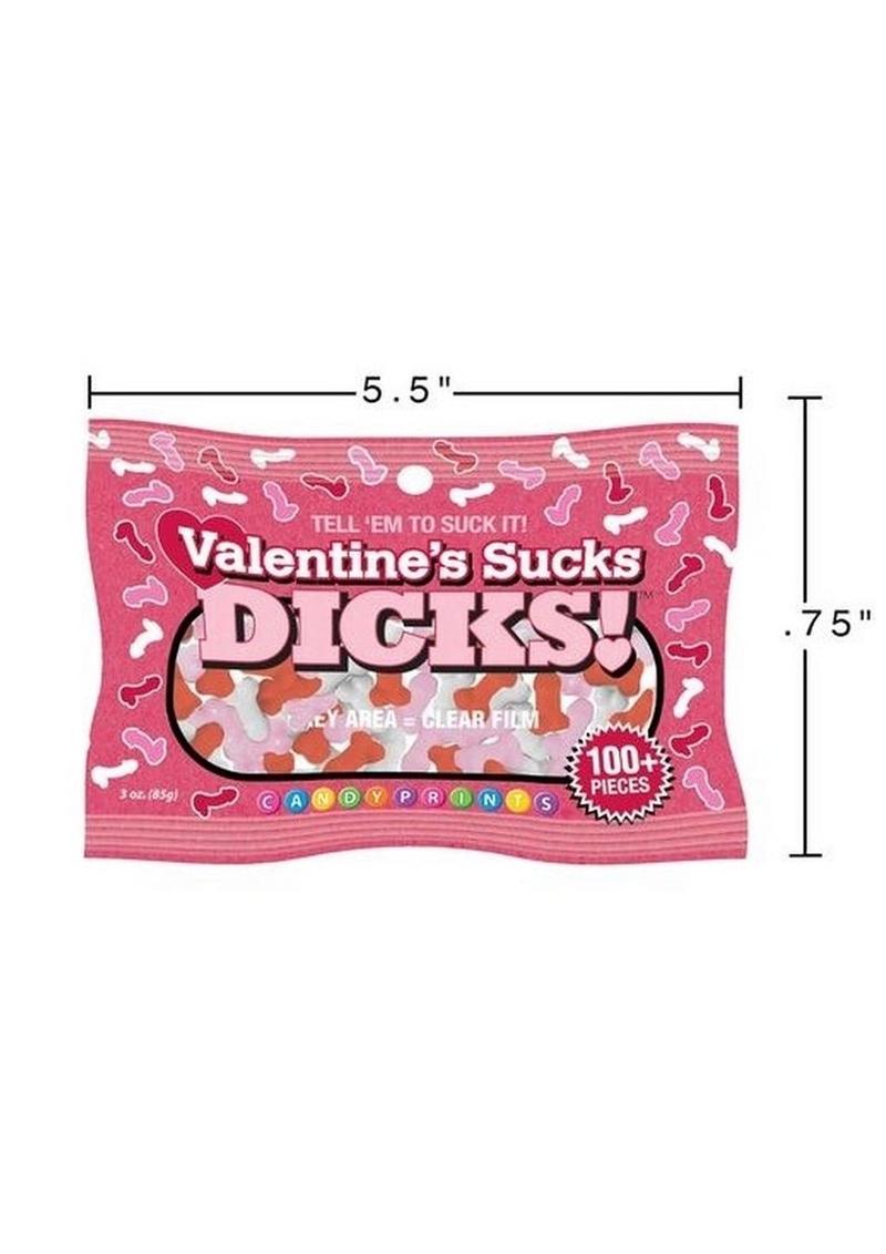 3oz bag of Valentine’s Sucks DICKS! candy with 100+ funny, cheeky pieces, perfect for anti-Valentine’s Day fun.

Valentine’s Sucks DICKS candy, anti-Valentine’s Day candy, gag gift candy, funny Valentine’s candy, cheeky candy treats, sarcastic Valentine’s candy, 3oz candy bag, candyprints Valentine’s.