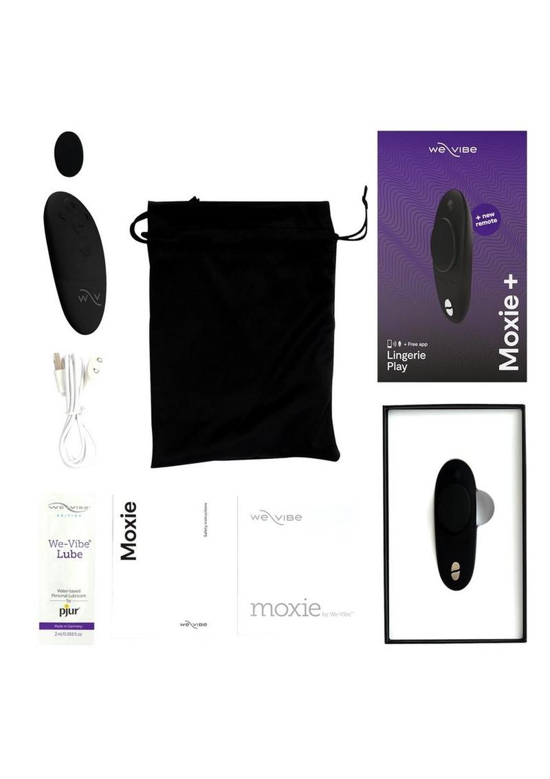 We-Vibe Moxie+ Wearable Rechargeable Silicone Panty Vibe Clitoral Stimulator with Remote - Black