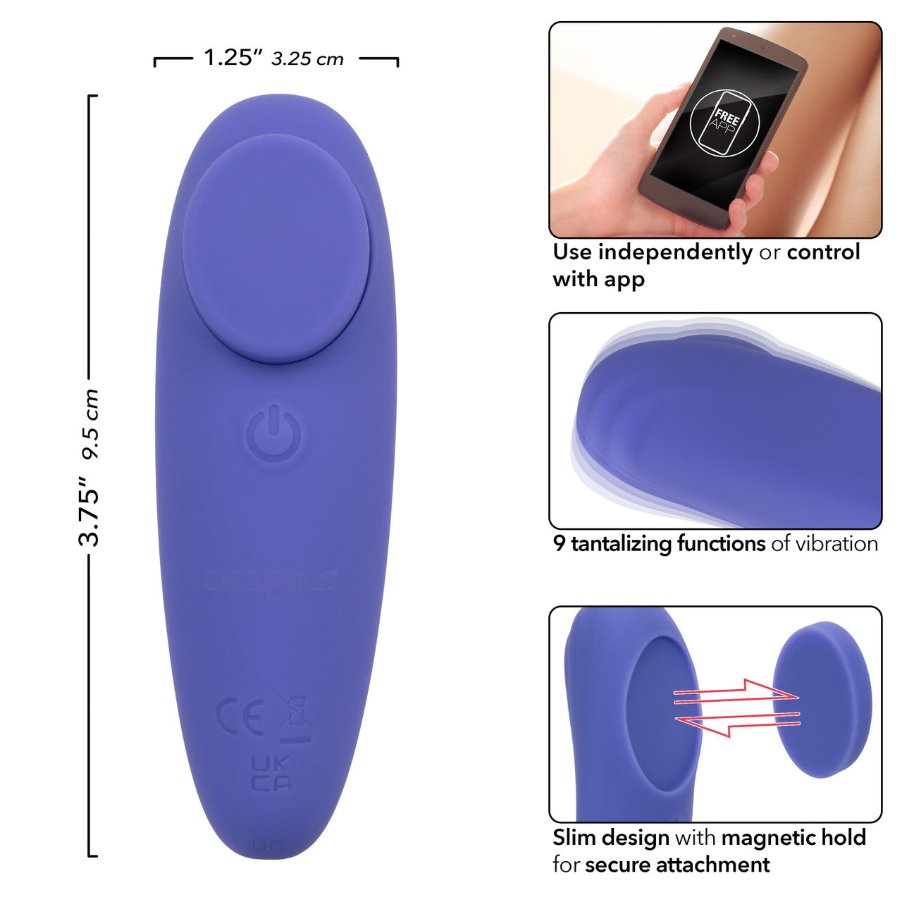 CalExotics Connect® Panty Teaser with 9 vibration functions, app-enabled control, and body-safe silicone.

wearable vibrator, discreet panty vibrator, app-controlled vibrator, waterproof wearable vibrator, body-safe silicone vibrator, wireless panty vibrator, remote-controlled panty teaser, 9-function wearable vibrator, USB rechargeable vibrator, discreet travel vibrator.