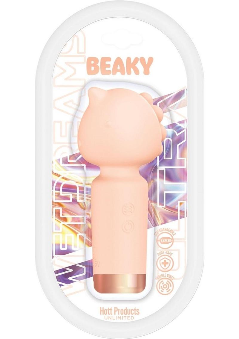 Wet Dreams Beaky Rechargeable Silicone Multi-Speed Horned Mini Vibrator - Orange/Peach