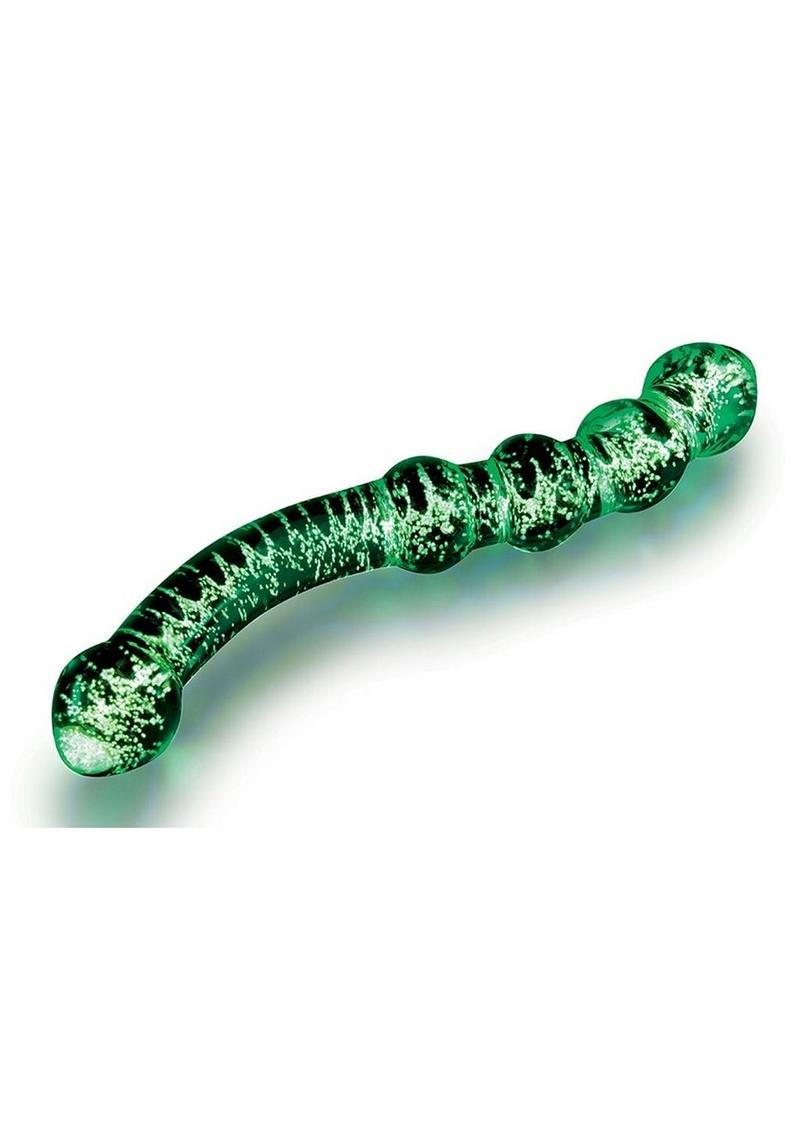 6.5" Glow In The Dark Dual-Ended Beaded Glass Dildo | WhipSmart