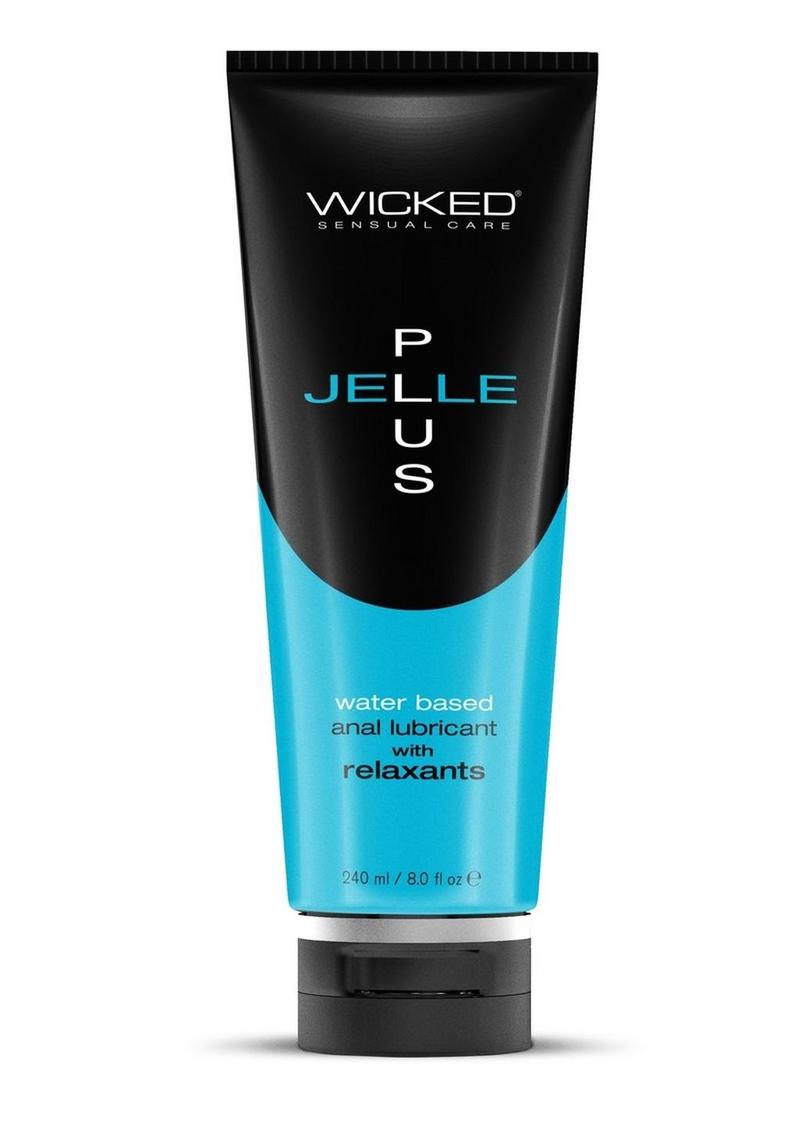 Wicked Jelle Plus Water Based Anal Lubricant with Relaxants - 8oz
JELLE PLUS thick water-based anal lubricant, infused with clove oil and jojoba, free of parabens and numbing agents, safe for latex and toys.

anal lubricant, JELLE PLUS lube, water-based anal gel, natural relaxant anal lube, clove oil lubricant, aloe-infused anal lubricant, thick anal gel, numbing-free lube, latex-safe lubricant, soothing anal lubricant.