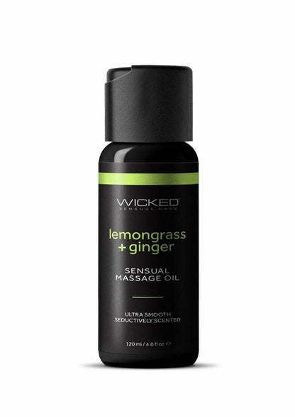 Wicked Sensual Massage Oil 4oz - Lemongrass and Ginger Lemongrass and ginger massage oil, enriched with Vitamin E and Aloe, vegan, cruelty-free, spa-quality, long-lasting glide.

lemongrass massage oil, ginger massage oil, sensual massage oil, vegan massage oil, cruelty-free massage oil, spa-quality massage oil, long-lasting glide massage oil, Vitamin E massage oil, Aloe massage oil, relaxing massage products.