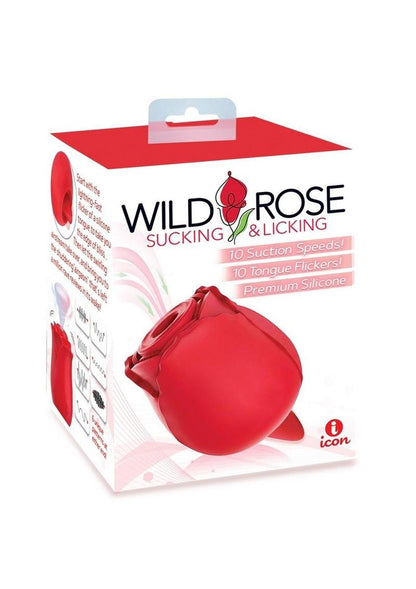 Wild Rose & Tongue Rechargeable Silicone Clitoral Stimulator with Suction | Icon Brands