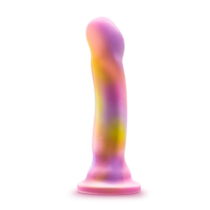 Vibrant pink and yellow silicone dildo with a curved design, suction base, and smooth finish, ideal for G-spot and P-spot play.
Keywords: curved dildo, Avant dildo, G-spot dildo, P-spot dildo, suction cup dildo, harness-compatible dildo, body-safe silicone dildo, Ultrasilk dildo, bright colorful dildo, artisanal sex toy.