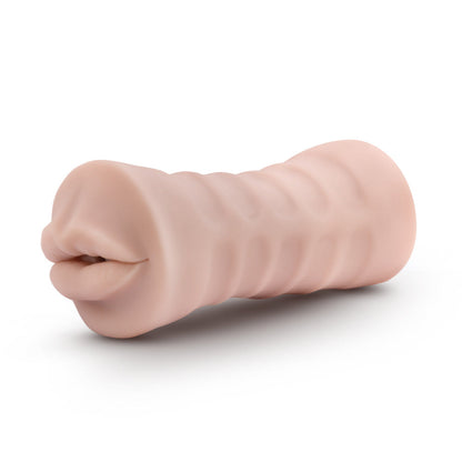 Beige male masturbator with a tight, nubbed canal, vibrating bullet, and ultra-soft X5® Plus material for realistic oral sensations.

male stroker, Nicole masturbator, vibrating stroker, tight canal, vibrating bullet, X5® Plus material, open-ended design, lifelike male toy, realistic sensations, compact masturbator, lube compatible, AI-inspired sex toy, portable stroker