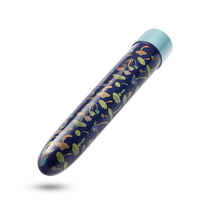 A set of three vibrators featuring psychedelic teal, mushroom-themed blue, and floral cannabis purple designs with customizable vibrations and waterproof functionality.

Keywords: psychedelic vibrator, slimline G-spot vibrator, RumbleTech vibrator, mushroom design vibrator, cannabis-inspired vibrator, waterproof sex toy, USB rechargeable vibrator, colorful vibrator, body-safe sex toy, stylish vibrators.